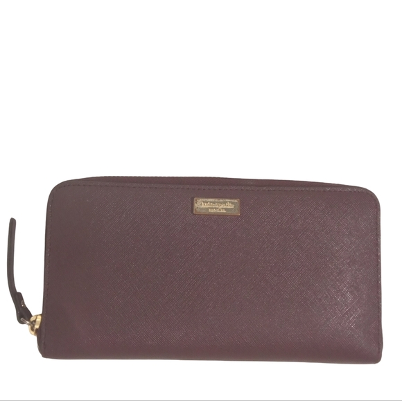 kate spade Handbags - Kate Spade Zip Around Wallet Burgundy Leather Gold Hardware